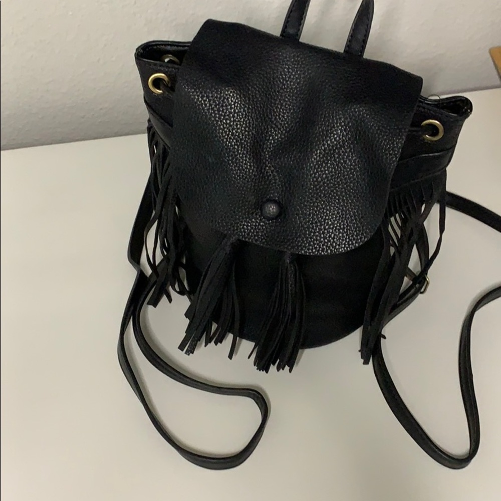 Black Vegan Fringe  Backpack